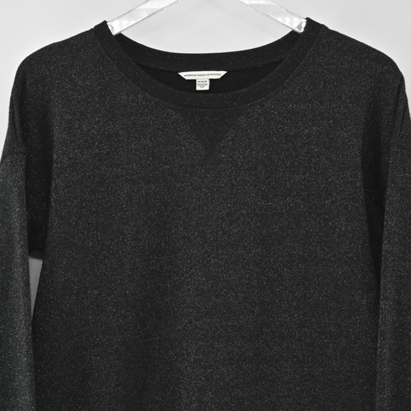 American Eagle Black Shimmer Sweater Womens Size M Cotton Blend Sweatshirt Style - Picture 9 of 12